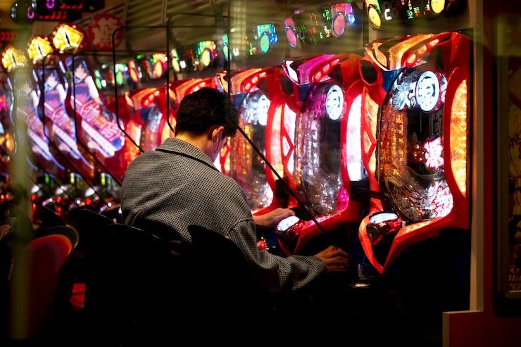 Excited player winning jackpot on a mobile casino game